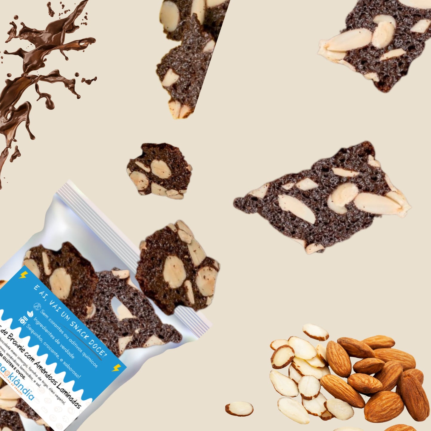 Lascas de Brownie com Amêndoas Laminadas